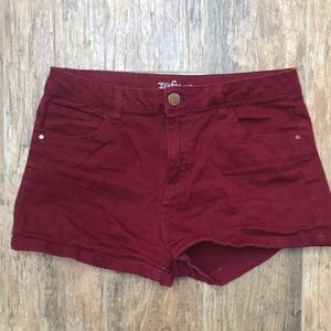 Maroon jean shorts